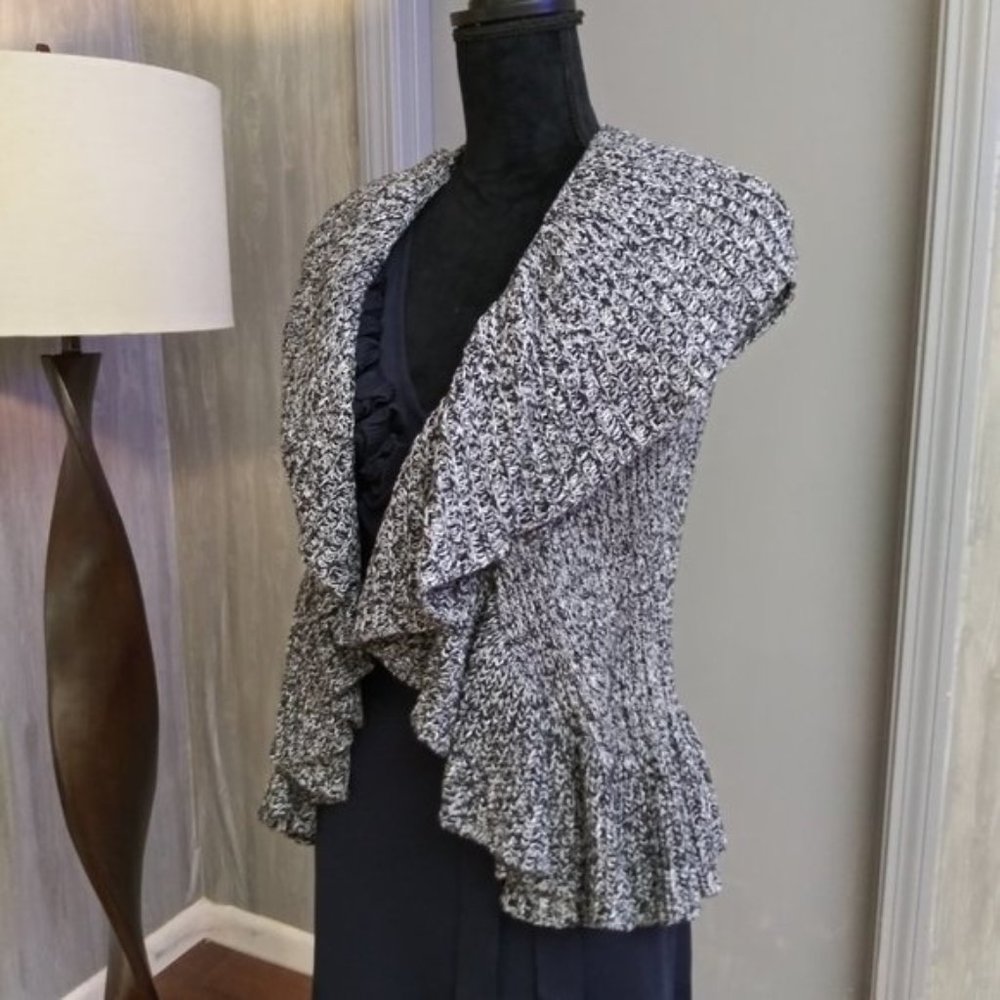 American Living Shawl Collar Sweater Vest w/Ruffle